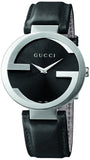 Gucci Interlocking G Iconic Black Dial Black Leather Strap Watch For Men - YA133205 Buy Now By Gucci