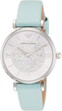 Emporio Armani Gianni T Bar Analog Crystals Silver Dial Blue Leather Strap Watch For Women - AR11443 Buy Now By Emporio Armani