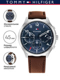 Tommy Hilfiger Asher Chrongraph Blue Dial Brown Leather Strap Watch For Men - 1791855 Buy Now By Tommy Hilfiger