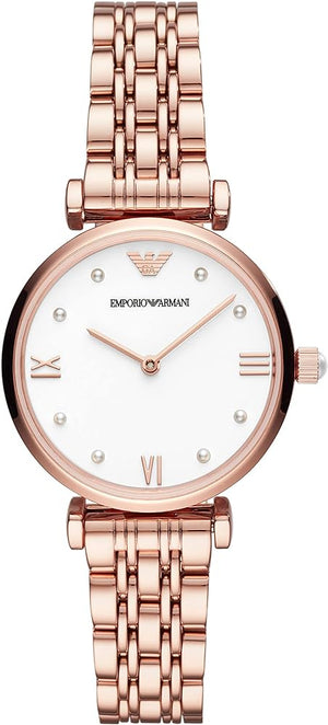 Emporio Armani Gianni T-Bar Quartz White Dial Rose Gold Steel Strap Watch For Women - AR11267 Buy Now By Emporio Armani