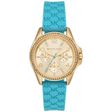 Michael Kors Mini Pilot Quartz Gold Dial Blue Silicone Strap Watch For Women - MK7374 Buy Now By Michael Kors