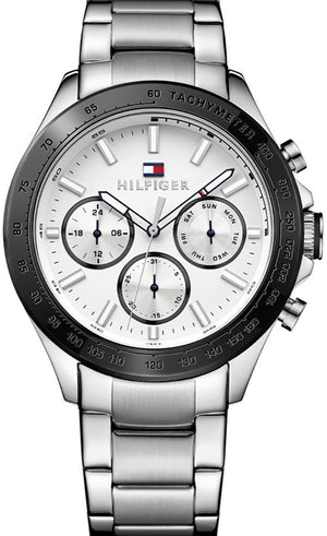 Tommy Hilfiger Hudson Chronograph White Dial Silver Steel Strap Watch For Men - 1791227 Buy Now By Tommy Hilfiger