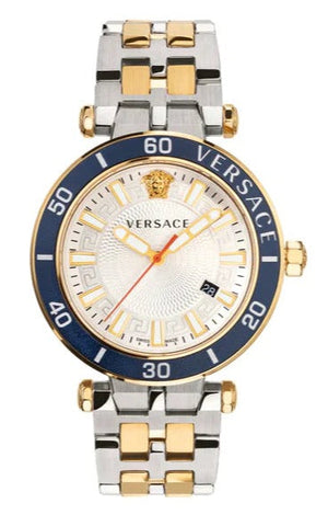 Versace Greca Sport Quartz White Dial Two Tone Steel Strap Watch For Men - VEZ300521 Buy Now By Versace