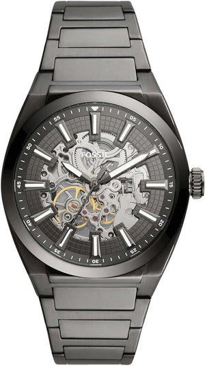 Fossil Everett Automatic Skeleton Grey Dial Grey Steel Strap Watch for Men - ME3206 Buy Now By Fossil