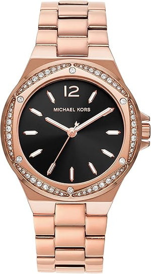 Michael Kors Lennox Three-Hand Black Dial Rose Gold Steel Strap Watch For Women - MK7233 Buy Now By Michael Kors
