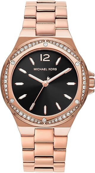 Michael Kors Lennox Three-Hand Black Dial Rose Gold Steel Strap Watch For Women - MK7233 Buy Now By Michael Kors