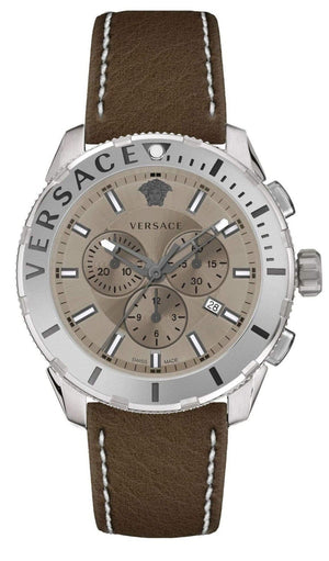 Versace Casual Chronograph Grey Dial Brown Leather Strap Watch for Men - VERG001-18 Buy Now By Versace