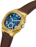 Guess Headline Chronograph Blue Dial Brown Silicone Strap Watch For Men - GW0571G5 Buy Now By Guess