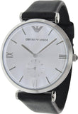 Emporio Armani Retro Analog Quartz Silver Dial Black Leather Strap Watch For Men - AR1674 Buy Now By Emporio Armani