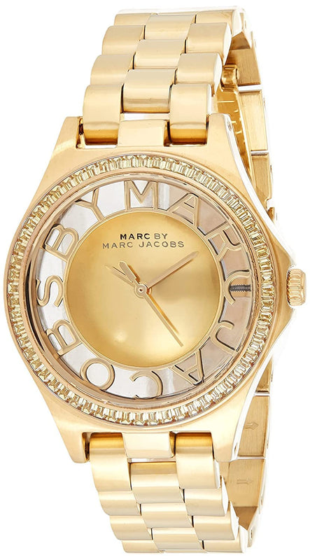 Marc Jacobs Henry Transparent Gold Dial Gold Steel Strap Watch for Women - MBM3338 Buy Now By Marc Jacobs