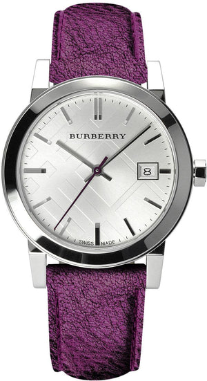 Burberry The City Silver Dial Purple Leather Strap Watch for Women - BU9122 Buy Now By Burberry