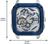 Fossil Inscription Automatic Skeleton Blue Dial Brown Leather Strap Watch for Men - BQ2571 Buy Now By Fossil