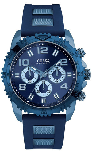 Guess Velocity Chronograph Blue Dial Blue Rubber Steel Strap Watch for Men - W0599G4 Buy Now By Guess