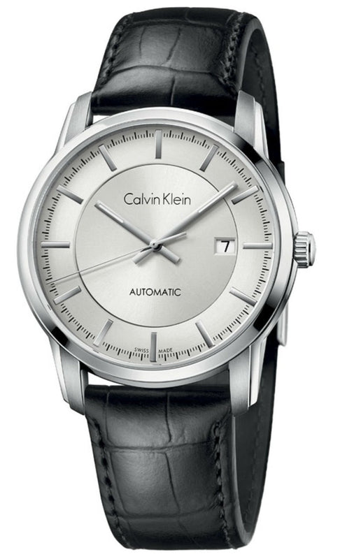 Calvin Klein Infinity Silver Dial Black Leather Strap Watch for Men - K5S341C6 Buy Now By Calvin Klein