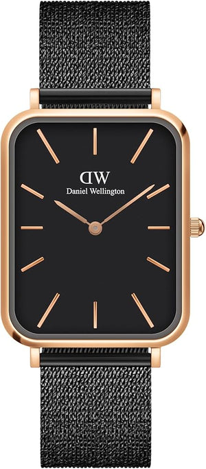 Daniel Wellington Quadro Pressed Ashfield Black Dial Black Mesh Strap Watch for Women - DW00100467 Buy Now By Daniel Wellington