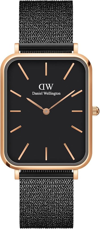 Daniel Wellington Quadro Pressed Ashfield Black Dial Black Mesh Strap Watch for Women - DW00100467 Buy Now By Daniel Wellington