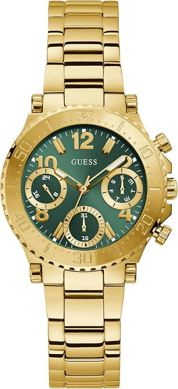 Guess Cosmo Chronograph Green Dial Gold Steel Strap Watch For Women - GW0465L5 Buy Now By Guess
