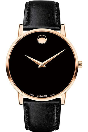 Movado Museum Black Dial Black Leather Strap Watch For Men - 2100005 Buy Now By Movado