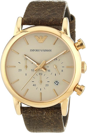 Emporio Armani Classic Chronograph White Dial Brown Leather Strap Watch For Men - AR1809 Buy Now By Emporio Armani