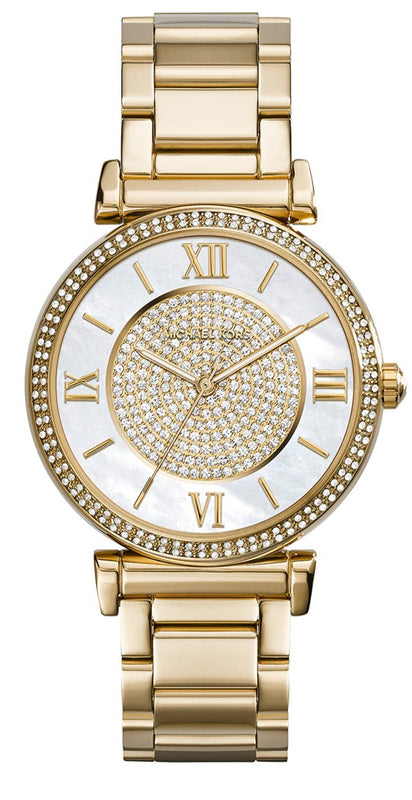 Michael Kors Catlin Mother of Pearl Dial Gold Steel Strap Watch for Women - MK3332 Buy Now By Michael Kors