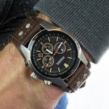 Fossil Coachman Chronograph Black Dial Brown Leather Strap Watch for Men - CH2891 Buy Now By Fossil