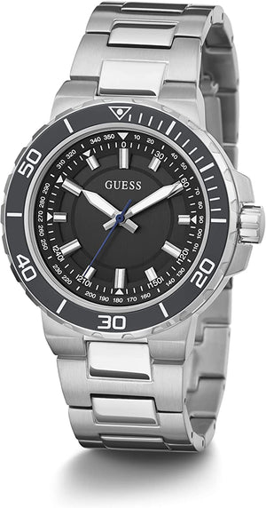 Guess Track Black Dial Silver Steel Strap Watch for Men - GW0426G1 Buy Now By Guess