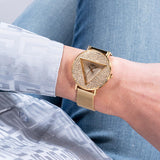 Guess Iconic Diamonds Gold Dial Gold Mesh Bracelet Watch For Women - GW0477L2 Buy Now By Guess