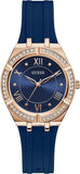 Guess Cosmo Diamonds Blue Blue Dial Blue Silicone Strap Watch for Women - GW0034L4 Buy Now By Guess