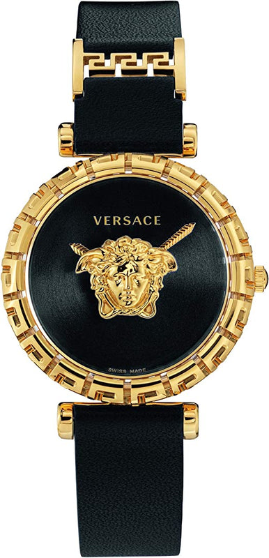Versace Palazzo Empire Greca Black Dial Black Leather Strap Watch for Women - VEDV00119 Buy Now By Versace