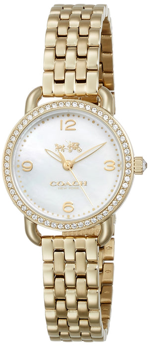 Coach Delancey Mother of Pearl Dial Gold Steel Strap Watch for Women - 14502478 Buy Now By Coach
