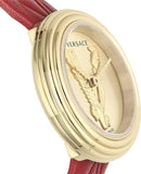 Versace Virtus Mini Quartz Gold Dial Red Leather Strap Watch For Women - VET300521 Buy Now By Versace
