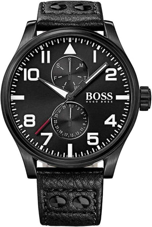 Hugo Boss Aeroliner Black Dial Black Leather Strap Watch For Men - 1513083 Buy Now By Hugo Boss