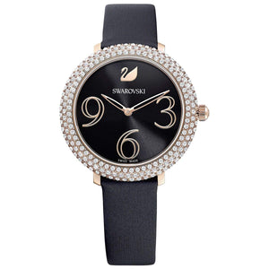 Swarovski Crystal Frost Black Dial Black Leather Strap Watch for Women - 5484058 Buy Now By Swarovski