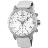 Tissot PRC 200 Chronograph White Dial White Leather Strap Watch For Men - T055.417.16.017.00 Buy Now By Tissot