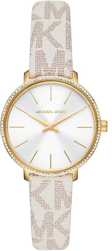Michael Kors Pyper Quartz Silver Dial White Leather Strap Watch For Women - MK1037 Buy Now By Michael Kors