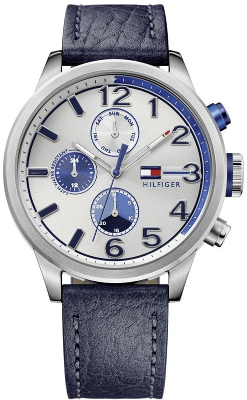 Tommy Hilfiger Jackson Silver Dial Black Leather Strap Watch for Men - 1791240 Buy Now By Tommy Hilfiger