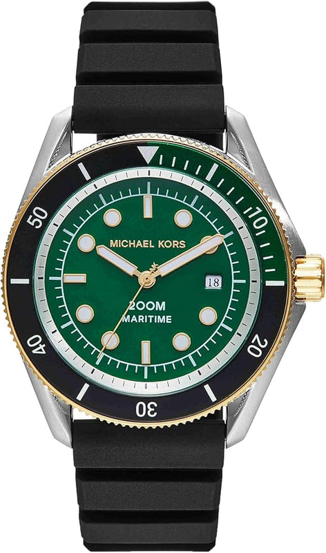 Michael Kors Maritime Analog Green Dial Black Silicone Strap Watch for Men - MK9158 Buy Now By Michael Kors