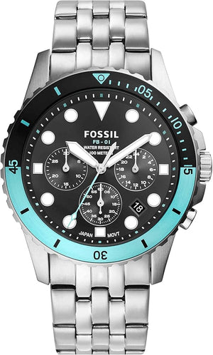 Fossil FB-01 Chronograph Black Dial Silver Steel Strap Watch for Men - FS5827 Buy Now By Fossil