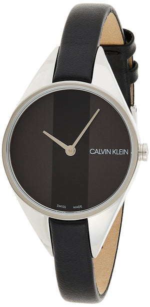 Calvin Klein Rebel Black Grey Dial Black Leather Strap Watch for Women - K8P231C1 Buy Now By Calvin Klein