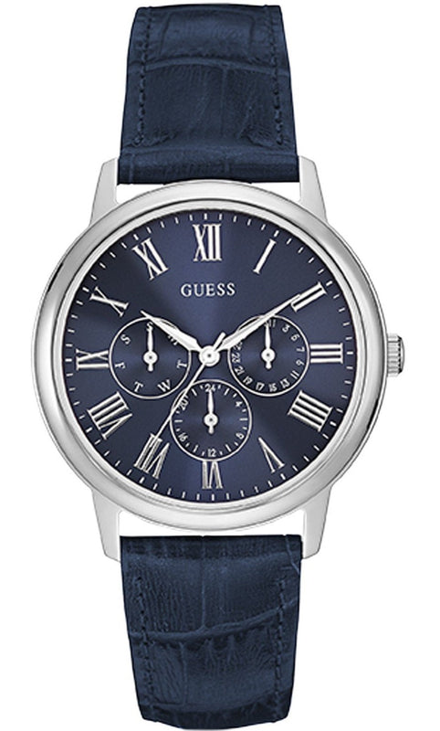 Guess Wafer Chronograph Quartz Blue Dial Blue Leather Strap Watch For Men - W0496G3 Buy Now By Guess