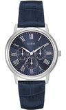 Guess Wafer Chronograph Quartz Blue Dial Blue Leather Strap Watch For Men - W0496G3 Buy Now By Guess
