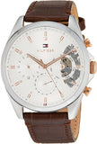 Tommy Hilfiger Baker Chronograph White Dial Brown Leather Strap Watch For Men - 1710450 Buy Now By Tommy Hilfiger