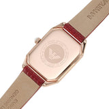 Emporio Armani Gianni T Bar Two-Hand Mother of Pearl Dial Red Leather Strap Watch For Women - AR11467 Buy Now By Emporio Armani