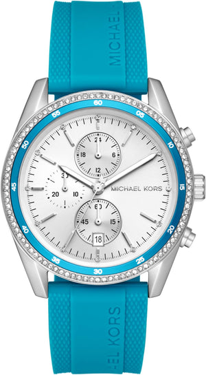 Michael Kors Hadyn Analog Silver Dial Blue Rubber Strap Watch for Women - MK7485 Buy Now By Michael Kors