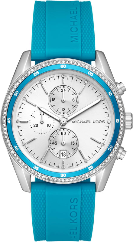 Michael Kors Hadyn Analog Silver Dial Blue Rubber Strap Watch for Women - MK7485 Buy Now By Michael Kors