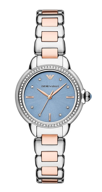 Emporio Armani Three Hand Blue Dial Two Tone Steel Strap Watch for Women - AR11597 Buy Now By Emporio Armani