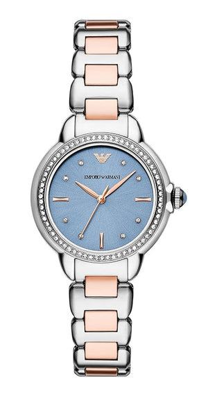 Emporio Armani Three Hand Blue Dial Two Tone Steel Strap Watch for Women - AR11597 Buy Now By Emporio Armani
