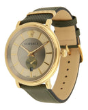 Versace V-Circle Manifesto Gold Dial Black Leather Strap Watch for Men - VBQ030017 Buy Now By Versace