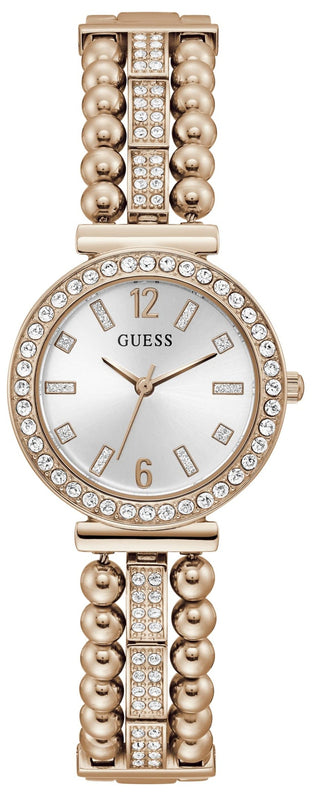 Guess Gala Diamonds Silver Dial Gold Steel Strap Watch for Women - GW0401L3 Buy Now By Guess