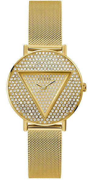 Guess Iconic Diamonds Gold Dial Gold Mesh Bracelet Watch For Women - GW0477L2 Buy Now By Guess